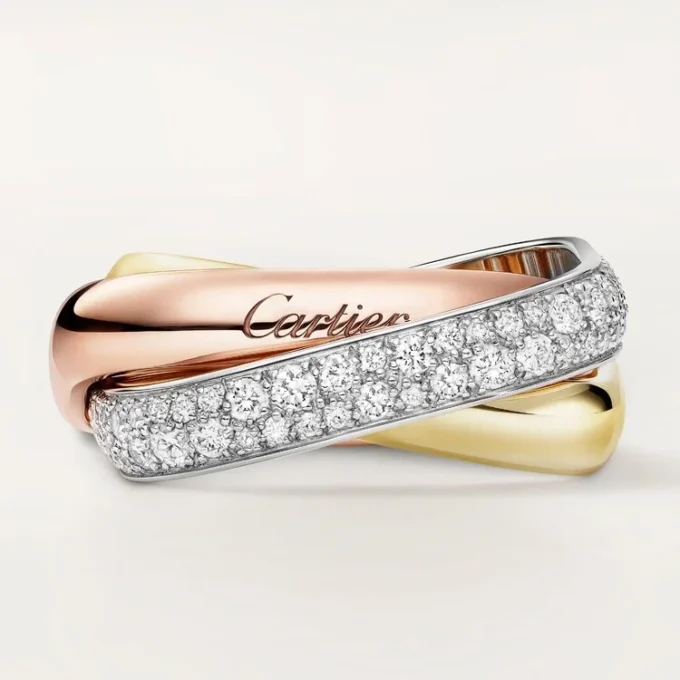 Trinity Ring, Cushion-Shaped, Medium Model, Half-Paved