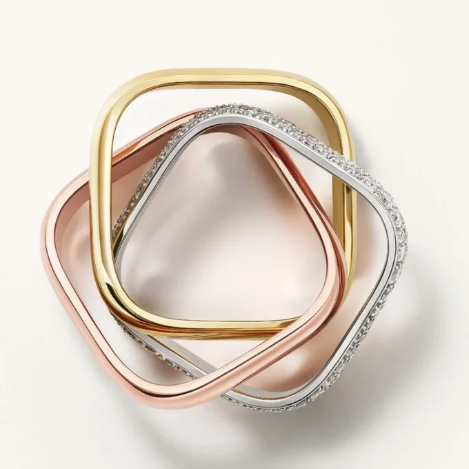 Trinity Ring, Cushion-Shaped, Medium Model, Half-Paved