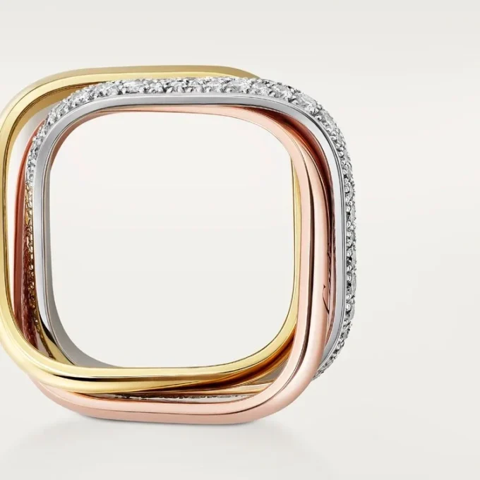 Trinity Ring, Cushion-Shaped, Medium Model, Half-Paved
