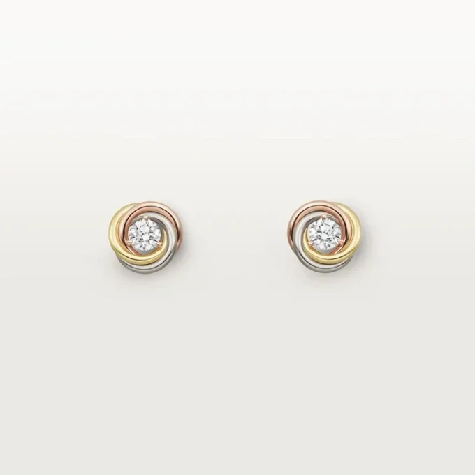 Trinity Stud Earrings, 2 Diamonds Trinity Stud Earrings, 2 Diamonds