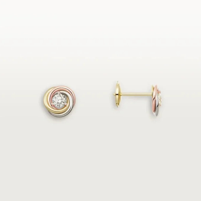 Trinity Stud Earrings, 2 Diamonds Trinity Stud Earrings, 2 Diamonds