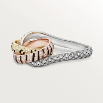 Trinity Two-Finger Ring, Lacquer, Paved