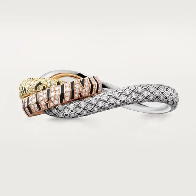 Trinity Two-Finger Ring, Lacquer, Paved