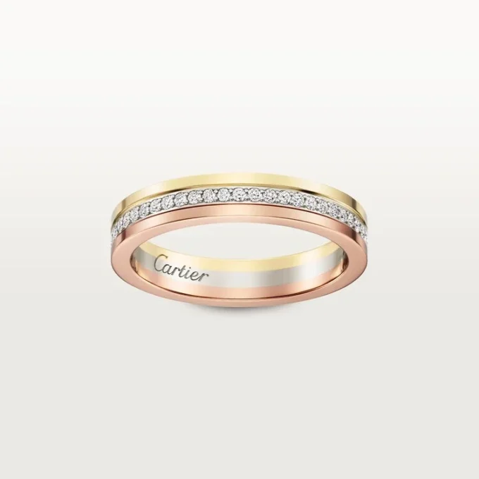 Trinity Wedding Band – White Gold, Yellow Gold, Pink Gold, Diamonds – Cartier Trinity Wedding Band – White Gold, Yellow Gold, Pink Gold, Diamonds – Cartier
