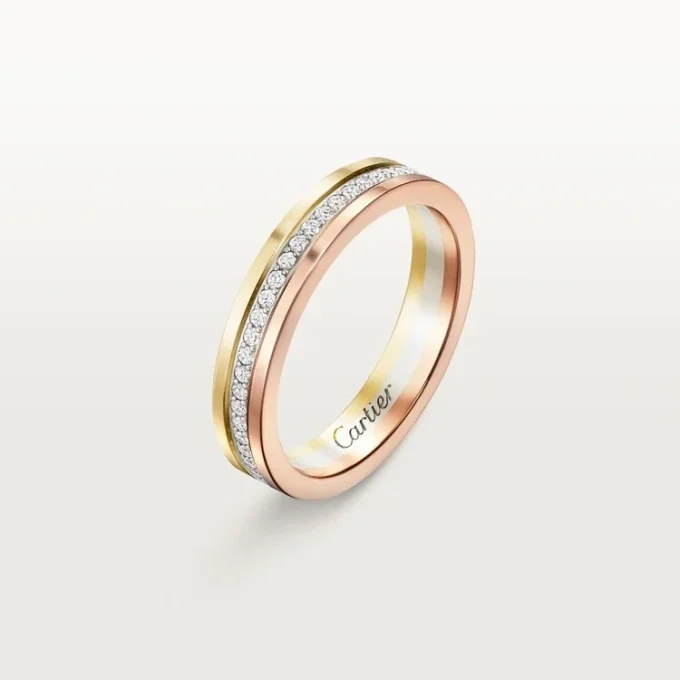 Trinity Wedding Band – White Gold, Yellow Gold, Pink Gold, Diamonds – Cartier Trinity Wedding Band – White Gold, Yellow Gold, Pink Gold, Diamonds – Cartier